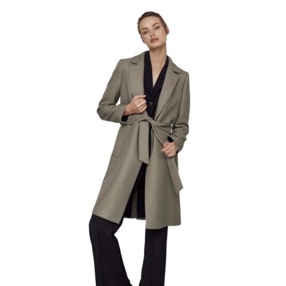 Zara green  Belted wool coat size small - Picture 1 of 5